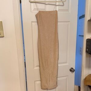 Meshki Sleeveless Shimmery Nude Bodycon Dress